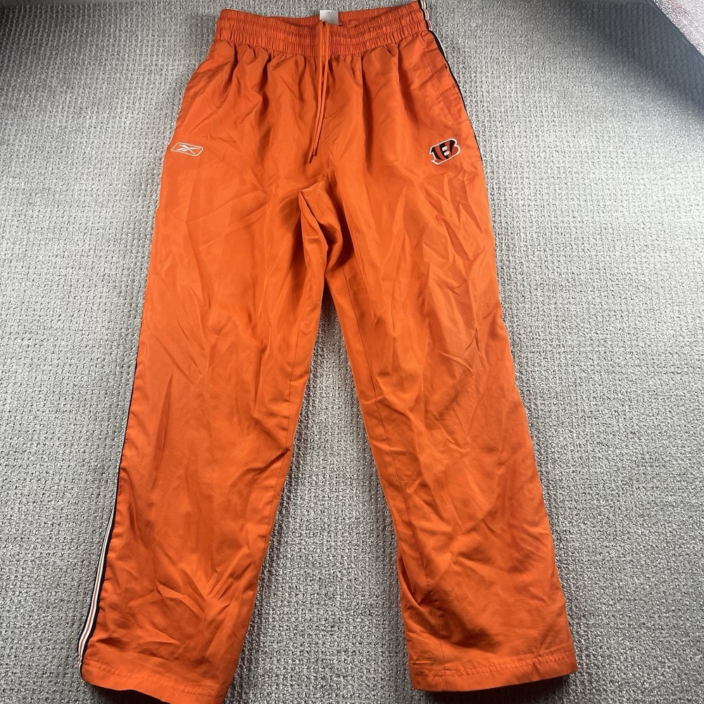 Reebok Cincinnati Bengals Warm-Up Track Pants Jogger NFL Orange Stripe Medium